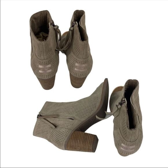 Tom's Peep Toe Booties Majorca Toffee Suede - Picture 7 of 10